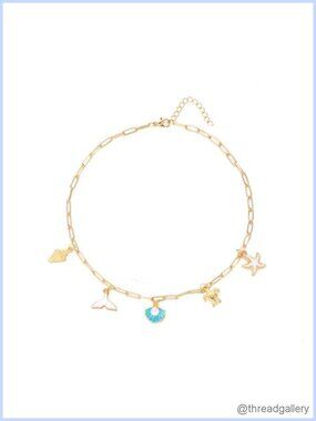 Gold Plated Layered Shell Starfish Choker Necklace Faux Pearl Beach Jewelry